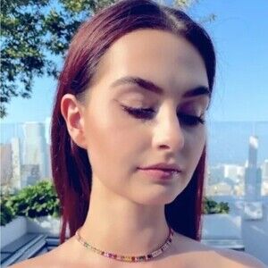 New! Baguette Multi Color Rainbow Gemstone Goldtone Choker Necklace